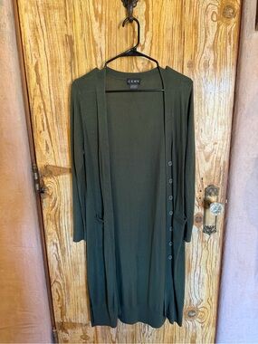 Ceny Olive Green Long Knit Cardigan